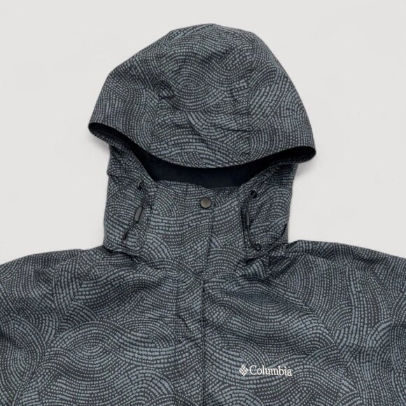 Columbia Windbreaker Water Resistant Hooded Gray Print Jacket Men's Small S - Picture 3 of 10